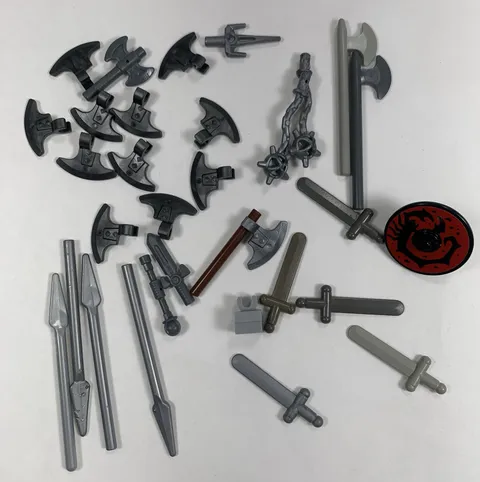 LEGO Minifigure Weapons Lot, Pieces medieval swords, axe, jousting