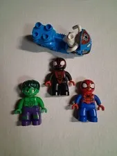 4x LEGO DUPLO Marvel Spider-Man Miles Morales Hulk Figure Motorcycle Lot 