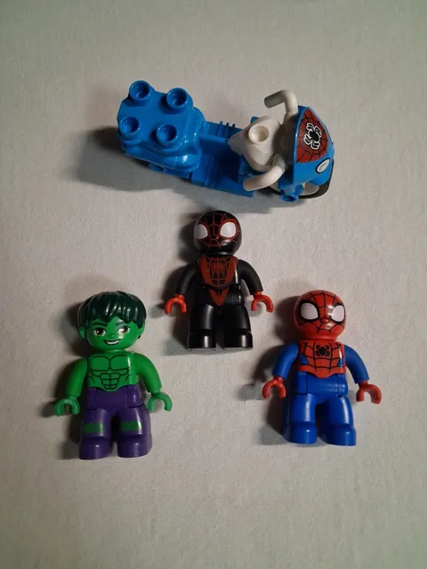 4x LEGO DUPLO Marvel Spider-Man Miles Morales Hulk Figure Motorcycle Lot 