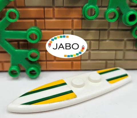 (S10 / 18 / 16) Lego 90397pb006 Utensil Surfboard Standard White with Sticker