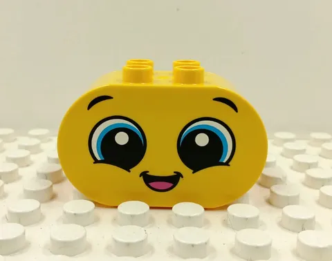 Lego Duplo Printed Brick 2x2 2" Oval Happy Eyes Crying Eyes yellow (2 sides)