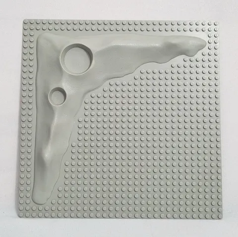 Vintage 1980s LEGO Base Plate – Lunar Space Crater Moon Raised, Gray