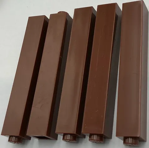 Lego 5 New Reddish Brown Bricks Building Blocks 1 x 1 x 5 - Solid Stud Parts