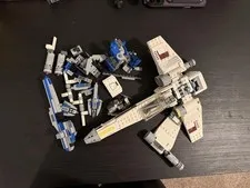 LEGO Star Wars Parts & Pieces Lot White Starfighter Blue Ship Bulk Loose Bricks