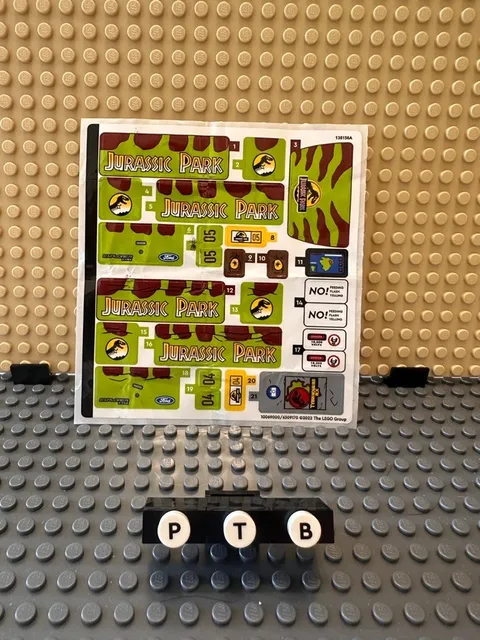Genuine New LEGO Sticker Sheet 76956 Jurassic Park T-Rex Breakout- damaged******