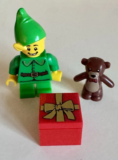 LEGO Mini figure set - Holiday Elf with Bear and Gift Box - Collectible 2013