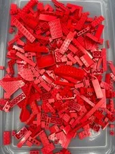 1 lb. Bulk Mixed Red Legos - standard blocks and unique pieces (Lot H)