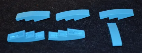 (6) 1x4 Medium Azure (Blue) Rounded Top Bow Bricks ~ New Lego Parts ~