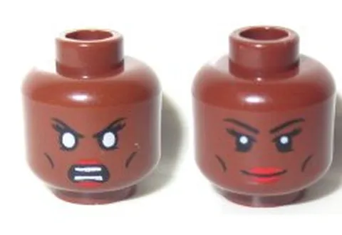 Minifigure, Head Dual Sided Female Thin Black Eyebrows, Cheek Lines, - New LEGO