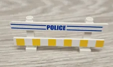 Lego 6079pb03 Fence 1 x 8 x 2 2/3 with Blue Lines POLICE White & Yellow Stripes
