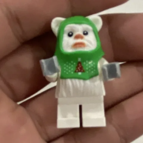 LEGO Minifigure w/ Green Hood & White Horns White Outfit Plastic