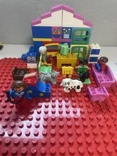 LEGO DUPLO Lot House, Furniture, 4 Figures, Dog & Cat, baseplate, 