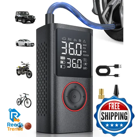 Powools Tire Inflator Portable Air Compressor 150 Psi Cordless Bike Pump Air