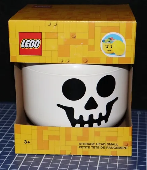 New Lego Small Storage Skeleton Head Skull White Bricks Container Halloween HTF