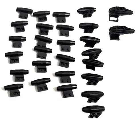 LEGO Black Micro Jet Engine Parts Lot - 21x Smooth Engines 98302 7x Ribbed Turbi