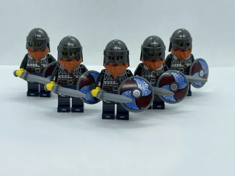 5 X LEGO Viking Warrior Minifigures Castle Figs Sword Beard Shield B4