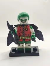 Jokerized Robin Custom Minifigure Joker Batman DC Villain Green Hair Compatible