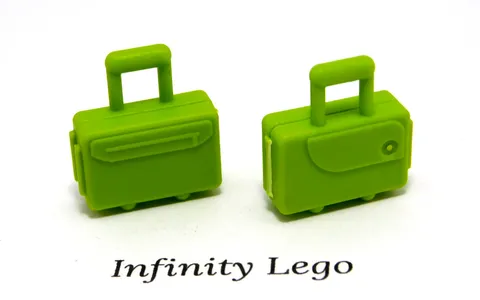 2 LEGO Lime Minifigure Large Suitcases / Businessman Handbag (37178) - 2 Pieces