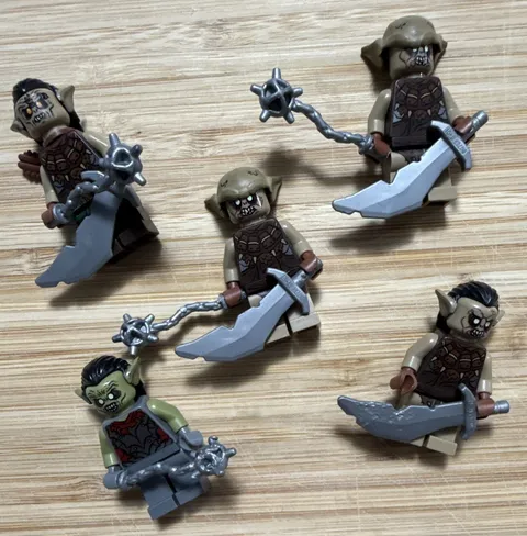 LEGO Lord of the Rings Orc Minifigures Lot w/ Weapons & 2 Wargs w/ Saddles