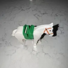 LEGO Minifigure Animal Western Indian White Horse Rare Hard To Find Green Saddle