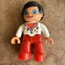 Lego Duplo Circus Girl Lady Performer White Leotard Black Hair Tightrope Walker