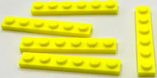 Lego 5 New Neon Yellow Plates 1 x 6 Parts