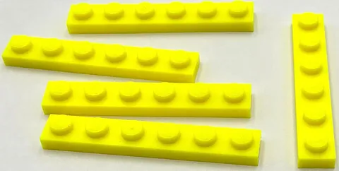 Lego 5 New Neon Yellow Plates 1 x 6 Parts
