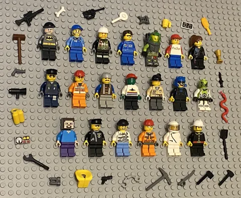 LEGO Minifigures Lot 20 People Police Fireman City Guys Men Girl Town Monster