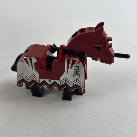 Vintage Lego Castle Black Horse Dark Red Armor Helmet Barding Knights