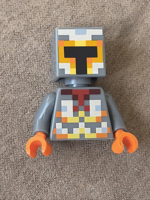 Lego Minecraft Skin Pixelated Yellow Orange Armor Minifigure Incomplete