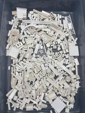 1 lb. and 6 oz.  Mixed White Legos - standard blocks and unique pieces (Lot A)