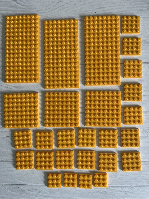 LEGO BRIGHT LIGHT ORANGE LOT 27 PCS 4X4 8X8 8X16 BASE PLATE VARIETY
