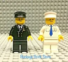 LEGO Minifig Cruise SHIP CAPTAIN Officer Sailor Lot of Two