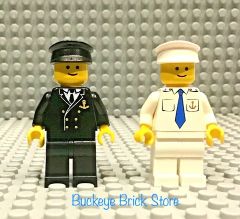 LEGO Minifig Cruise SHIP CAPTAIN Officer Sailor Lot of Two