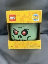 Lego Green Skeleton Zombie Storage Head Container NEW Halloween Decor Small