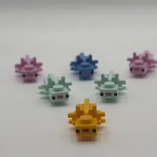 LEGO LOT OF 6 MINECRAFT ANIMAL AXOLOTL BRIGHT PINK LIGHT ORANGE MEDIUM BLUE