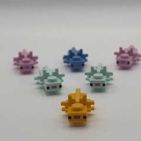 LEGO LOT OF 6 MINECRAFT ANIMAL AXOLOTL BRIGHT PINK LIGHT ORANGE MEDIUM BLUE