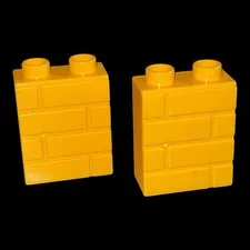 lot of 2 yellow gold Duplo textured block-1X2 bricks-combined ship (MISC39)