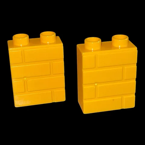 lot of 2 yellow gold Duplo textured block-1X2 bricks-combined ship (MISC39)
