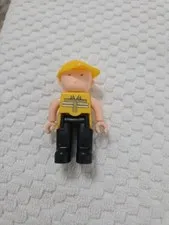 LEGO Duplo Construction Worker Figure Yellow Hard Hat Safety Vest Black Pants