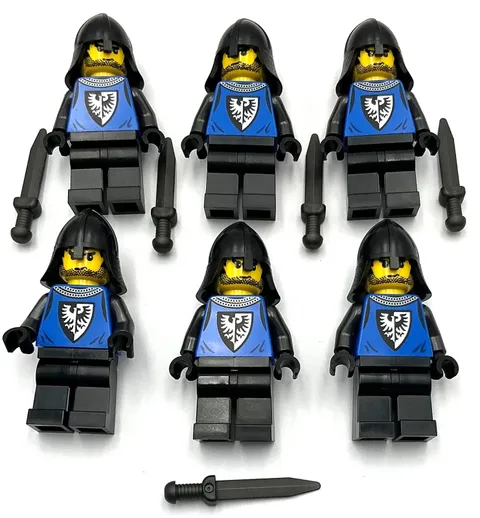 Lego 6 New Black Falcon Knight Minifigures with Swords Weapons Pieces