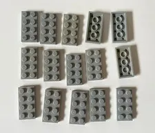 LEGO 2x4 LIGHT GRAY PLATE (15 pieces) #3020 Dots Building Blocks Parts