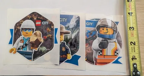 3 Lego City Stickers, Minifigure, Miner, Ranger, Racer - 2018