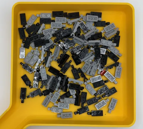 LEGO Mixture Lot of Black and Light Bluish Gray 1x2 Mod. Plate with Clip inv.645