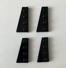 LEGO 4x NEW Pieces Plate 2x4 w/ Angle/Wedge LEFT, BLACK #41770