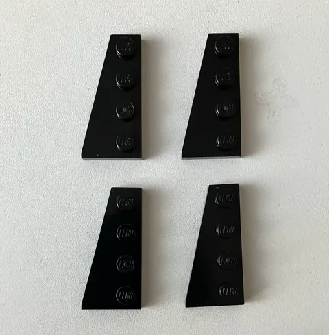 LEGO 4x NEW Pieces Plate 2x4 w/ Angle/Wedge LEFT, BLACK #41770