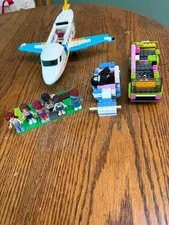 Lego Friends 5 Mini Figures Plus Partially Complete  Airplane, Car Parts & Piece