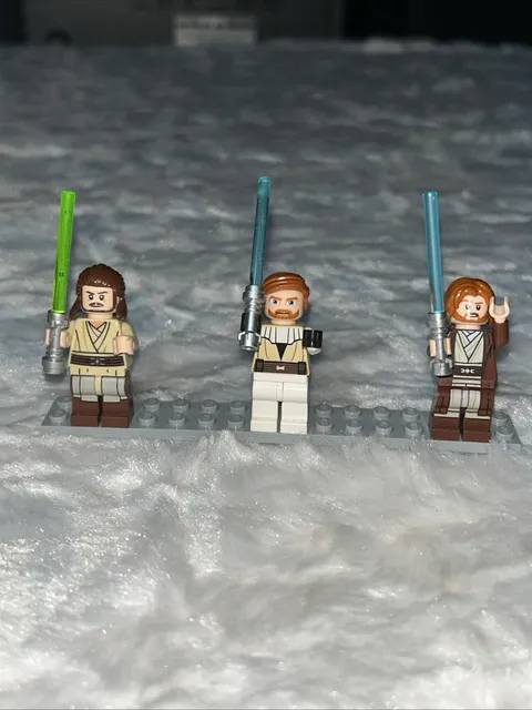 Lot Of 3 Lego Star Wars Minifigures Obi Wan And Qui Gon Jinn Sw1220 Sw0197