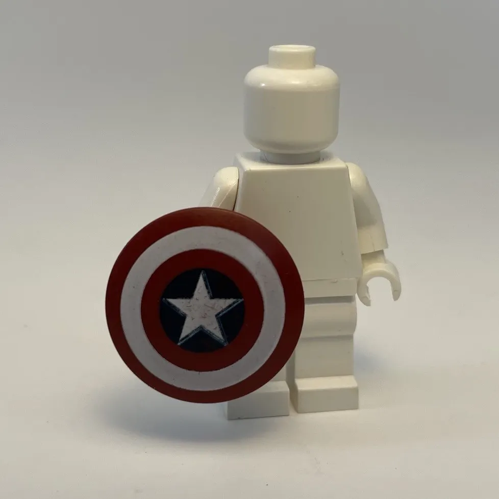 LEGO Captain America Minifigure Shield Circular Convex Star w/ Dark Blue Circle