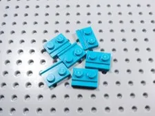 LEGO Lot of 6 Bright Bluish Green 1x2 Modified Plates w/ Door Rail BM